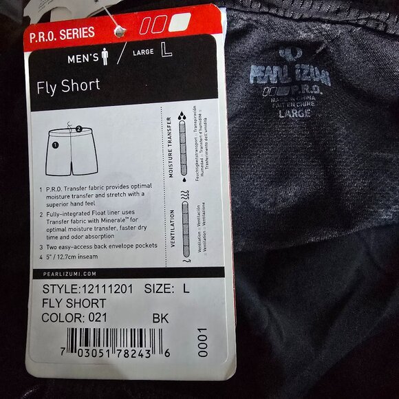 NWT PEARL IZUMI ( LG ) Pro Series Fly Athletic Lined Shorts in Black - Picture 5 of 5